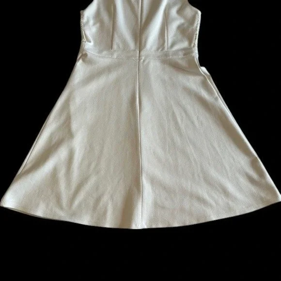 Ann Taylor Ponte Knit Crochet Dress Sleeveless Fit and Flare Cream Sz 6 - Picture 12 of 15